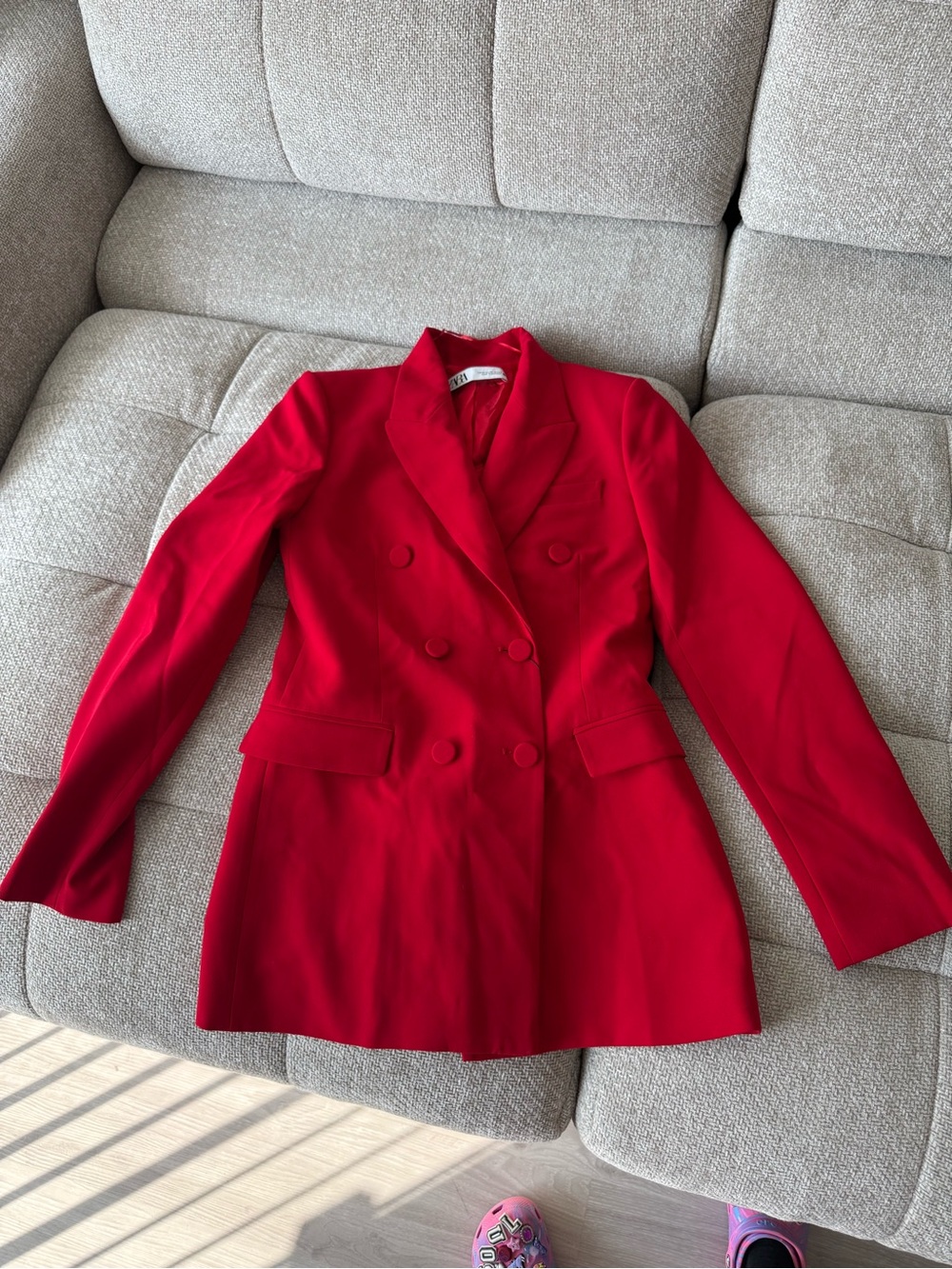 ZARA Red Double-Breasted Women's Blazer Jacket NWT